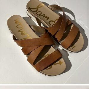 Sam Edelman Ariele brown leather tan strappy sandals shoes womens size 10 summer